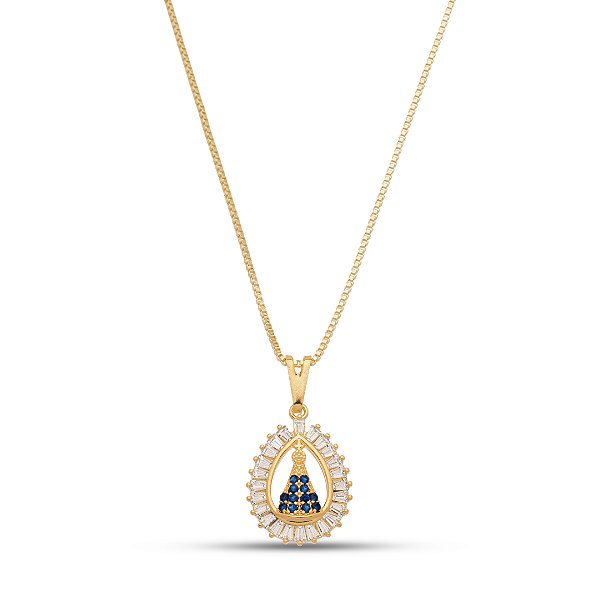 Colar Nossa Senhora gota com pedra de zircônia CL 00080