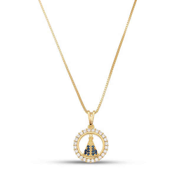 Colar Nossa Senhora com pedra zircônia CL 00086