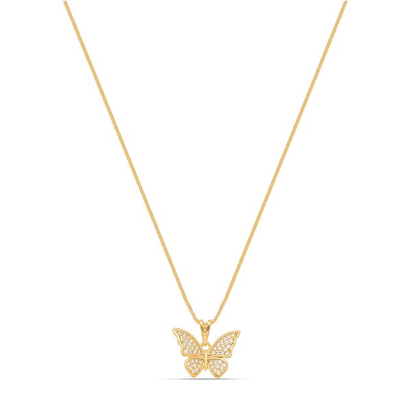 Colar borboleta zircônia banhado a ouro CL 00092