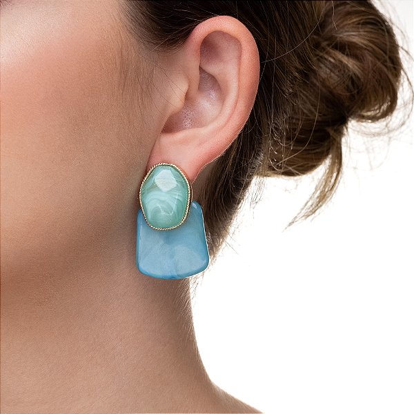 Brinco Botão Orgânico Duo Resina