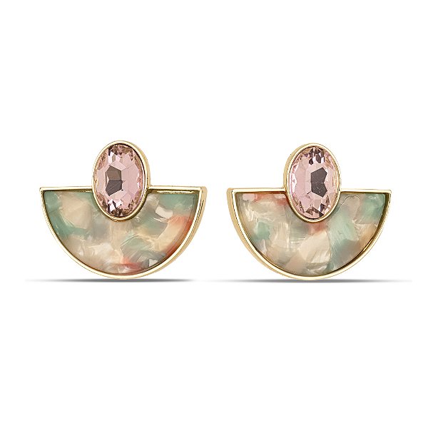 Brinco Botão Geométrico bijuteria