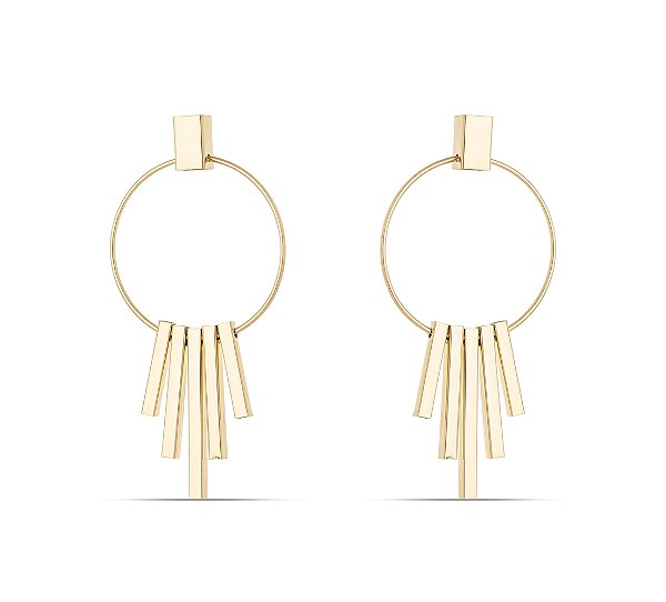 Brinco Argola Pendente Geométrico em bijuteria