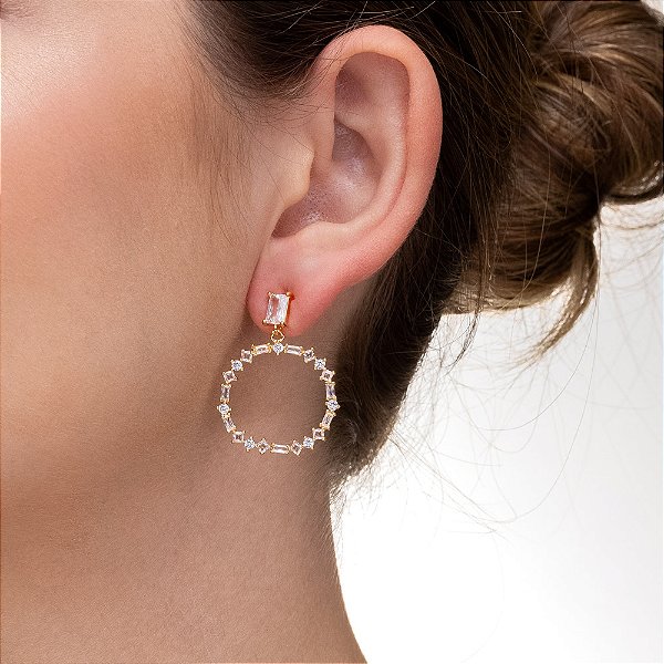 Brinco Círculo Radiante Folheado a Ouro