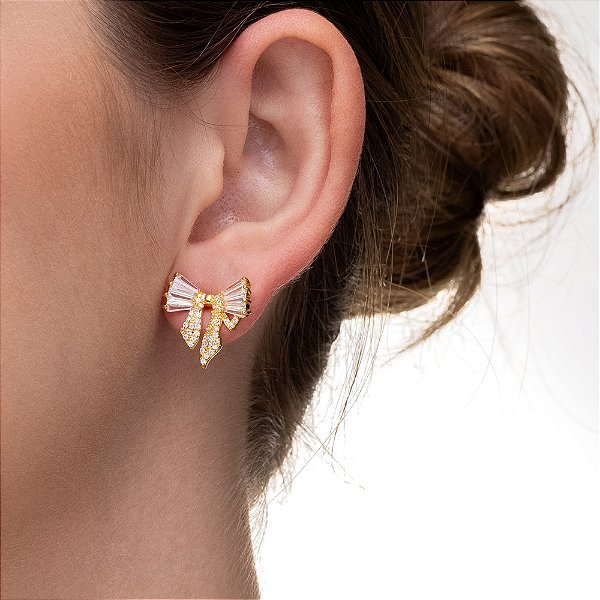 Brinco Laço de Luz Folheado a Ouro
