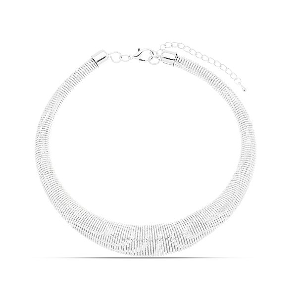 Colar Choker Rígida com Textura de Fios Rôdio