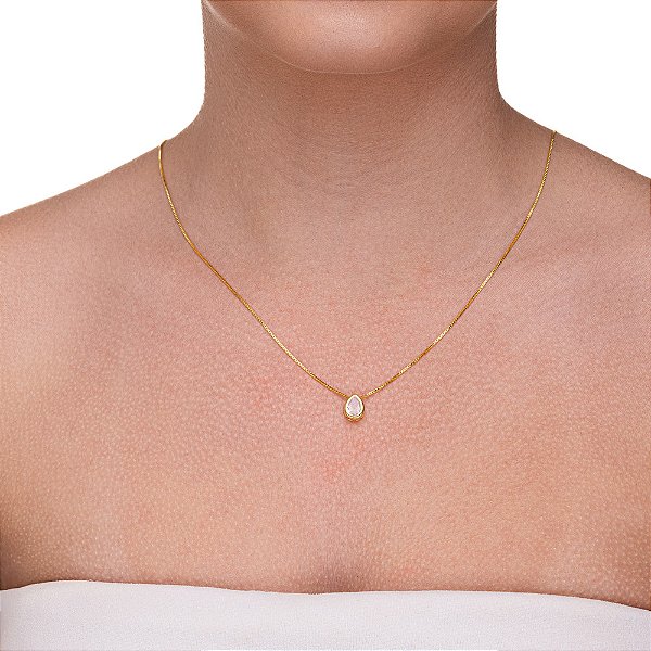 Colar Ponto de Luz Gota folheado a ouro