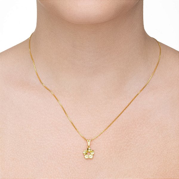 Colar Flor com Pétalas Cravejadas folheado a ouro