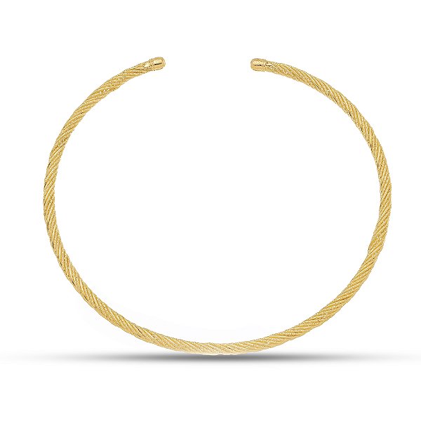Conjunto de choker e bracelete aro torcido folheado a ouro