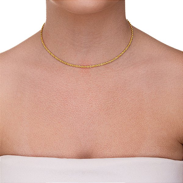 Choker cordão baiano folheado a ouro