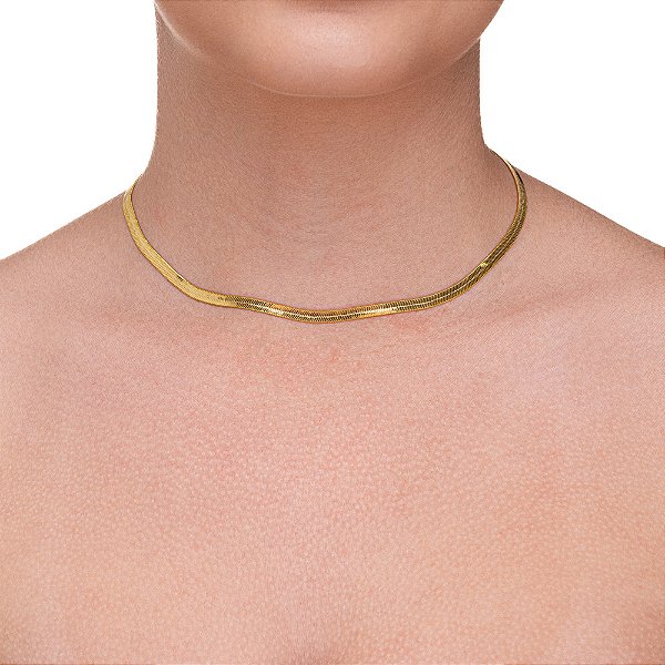 Choker fita dourada folheada a ouro