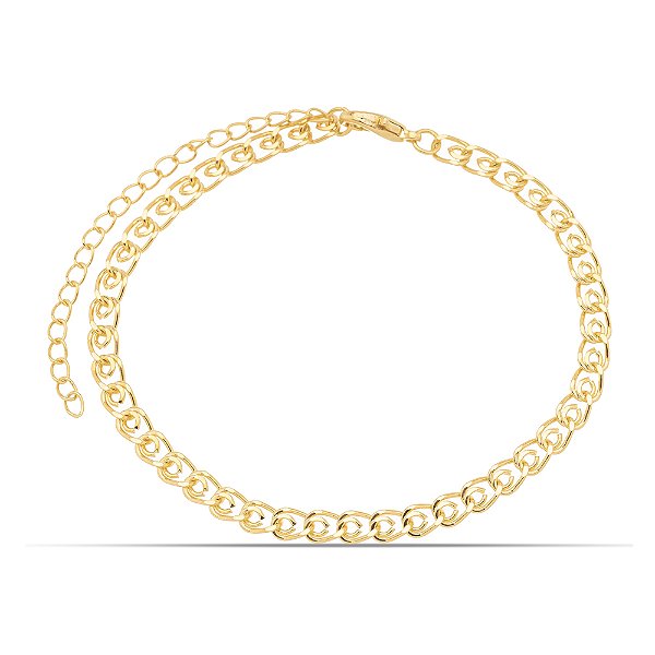 Pulseira de corrente detalhada folheado a ouro