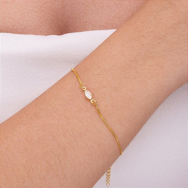 Pulseira com pedrinha de zircônia folheado a ouro