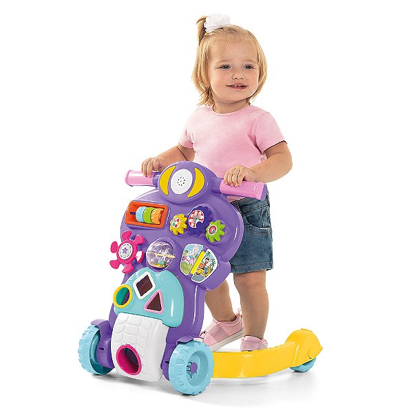 Andador Infantil Piloto Com Som Luz Rosa Tateti