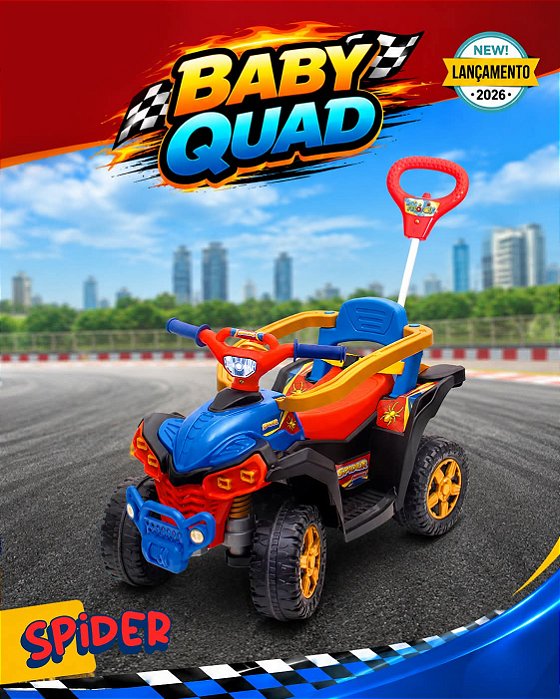 Carro de Passeio Quadriciclo de Empurrar Baby Quad Spider Maral Brinquedos