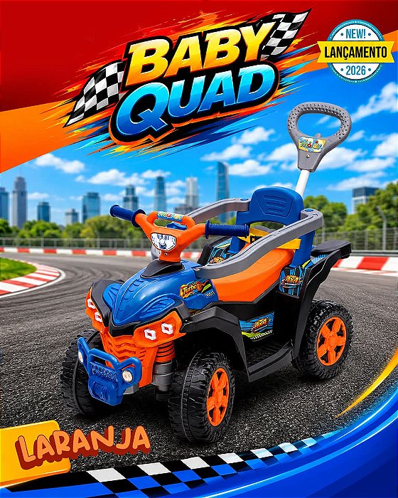 Carro de Passeio Quadriciclo de Empurrar Baby Quad Laranja Maral Brinquedos