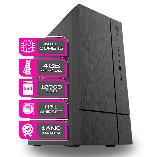 Computador Cpu Core i5 4gb 120gb ssd sata Kit teclado e mouse - PC Master
