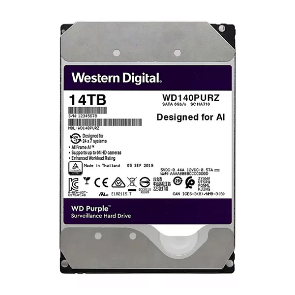 Western Digital Hard Disk WD Purple Surveillance de 14TB 7200 RPM SATA 6.0Gb/s 3.5“
