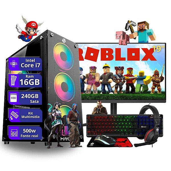 PC Gamer Completo Core i7 4ª Geração 16gb 240gb ssd sata Monitor de 19