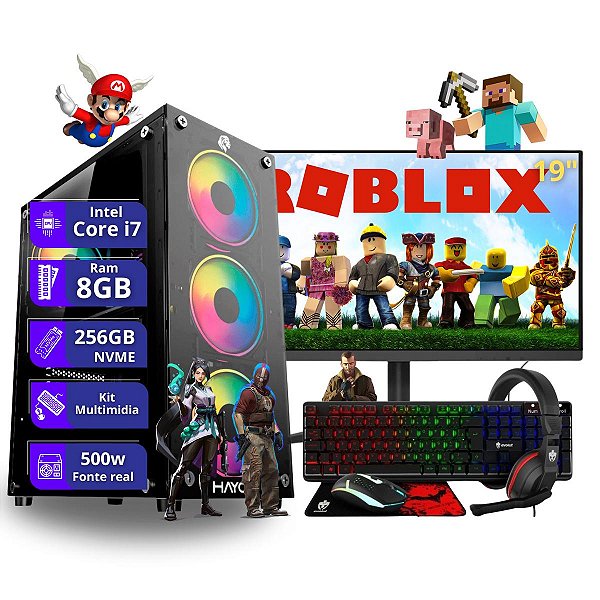 PC Gamer Completo Core i7 4ª Geração 8gb 256gb ssd nvme Monitor de 19