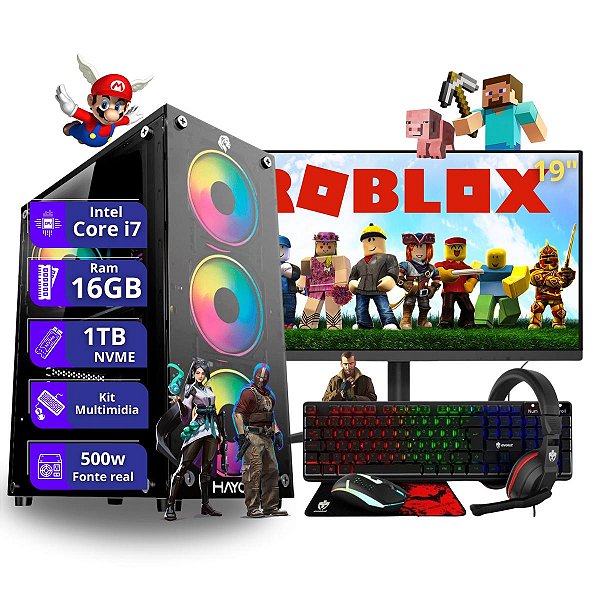 PC Gamer Completo Core i7 4ª Geração 16gb 1tb ssd nvme Monitor de 19