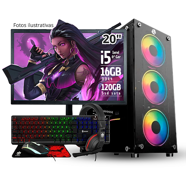 Pc Gamer Completo Pc Master Core I5 6400 16gb Ddr4 120gb Monitor 20