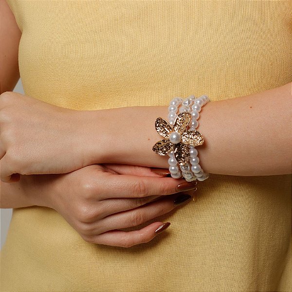 Pulseira Pérola flor