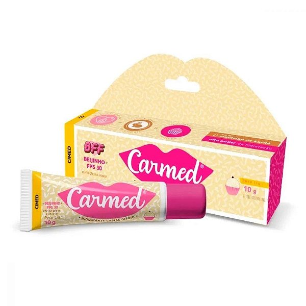 Carmed Hidratante Labial FPS 30 Efeito Gloss e Incolor Beijinho 10g