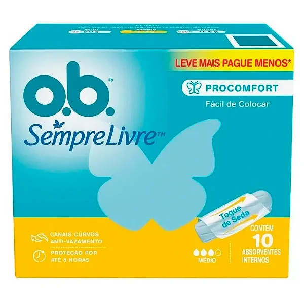 Absorvente Interno OB Sempre Livre ProComfort Médio 10 unidades