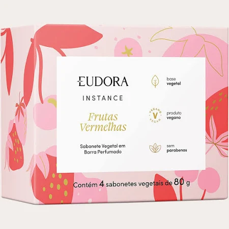 Eudora Sabonete Vegetal em Barra Instance Frutas Vermelhas 80g (4 unidades)