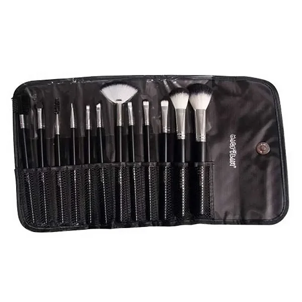 Macrilan Kit 12 Pincéis de Maquiagem + Necessáire Preta Kit
