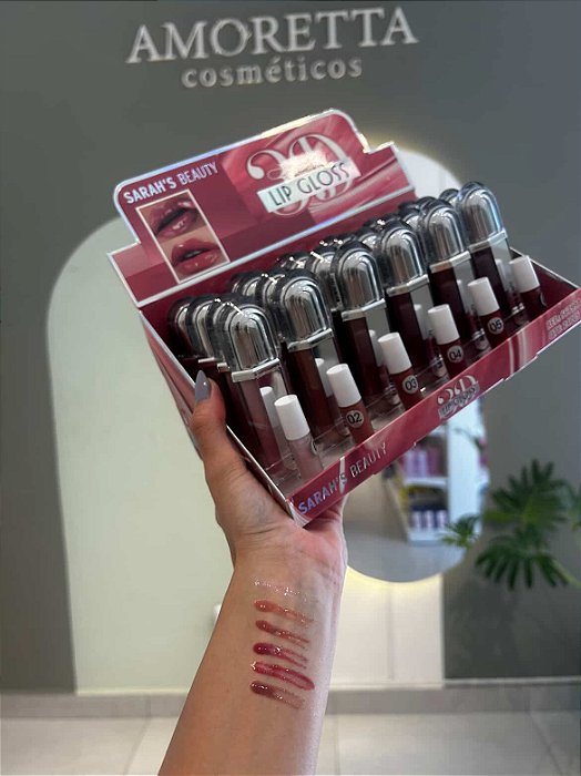 Lip Gloss Efeito 3D Com Espelho Sarah's Beauty
