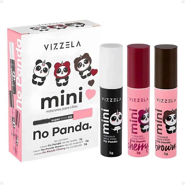 Kit Vizzela Cosméticos No Panda Super Mini Trio (3 Produtos)