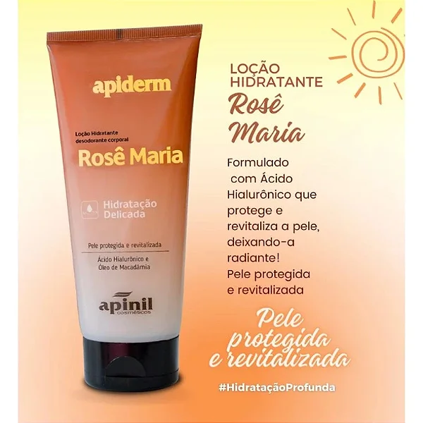 Apiderm Hidratante Desodorante Corporal Ácido Hialurônico e Óleo de Macadâmia 190g Apinil Cosméticos