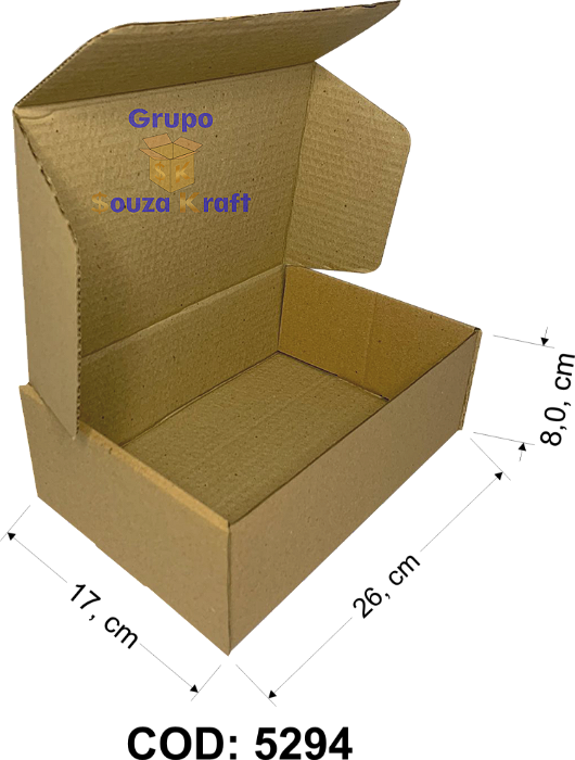 Caixa de Papelão SEDEX Corte Vinco 26x17x8 - Pacote com 50