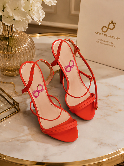 Sandália Feminina Lace Up Vermelha