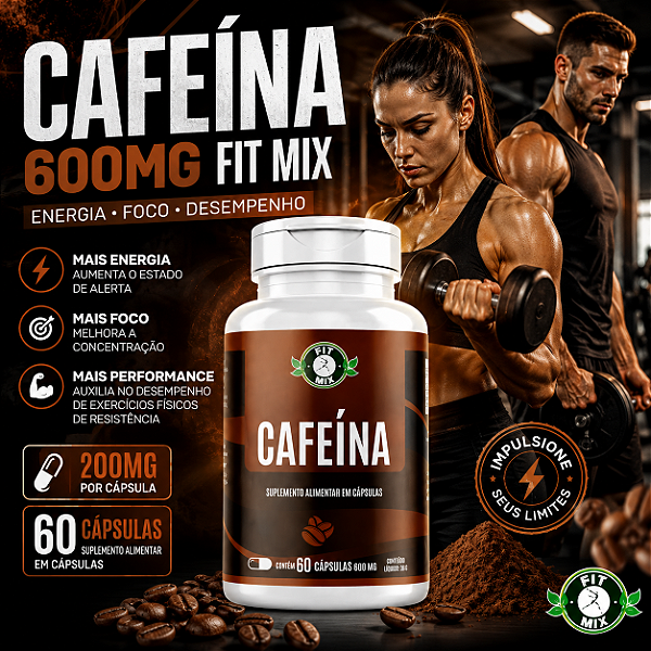 🌟Cafeína Fit Mix 600mg com 60 Cápsulas - FIT MIX🌟