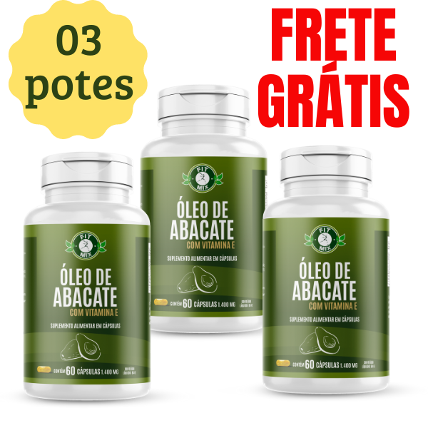 🥑 03 potes de: Óleo de Abacate 60 Cápsulas(1.400mg) cada - Fit Mix 🥑