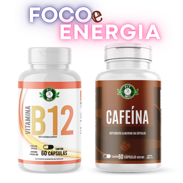 Kit Energia e Vitalidade - (01) Vitamina B12 60 Cápsulas + (01) Cafeína 60 Cápsulas - Fit Mix ⚡💊