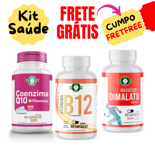 🌿💊 Coenzima Q10 + Vitaminas, Vitamina B12 e Magnésio Dimalato (Kit Saúde) - 60 Cápsulas Cada | Fit Mix 💪✨