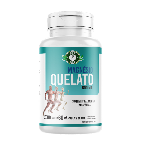 🧠💪 Magnésio Quelato 600mg 60 cápsulas – Fit Mix 💊🦴