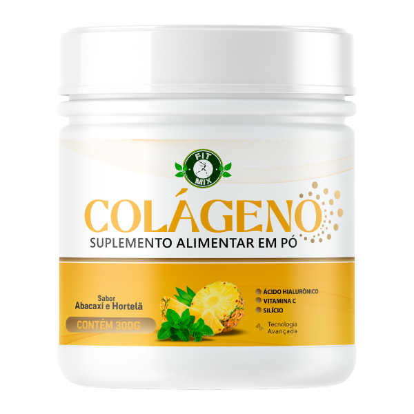 💛 Colágeno Fit Mix 300g – Com Ácido Hialurônico + Vitamina C + Silício | Sabor Abacaxi & Hortelã 🍍🌿