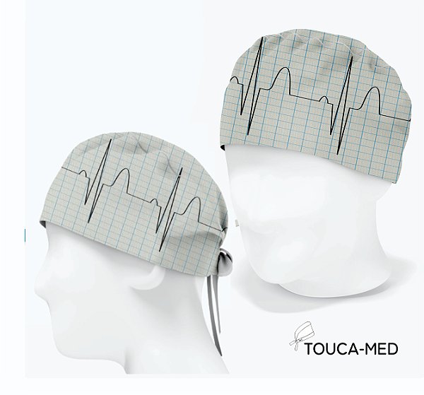 Touca Cirúrgica , ECG Batimentos Cardíacos, Branco