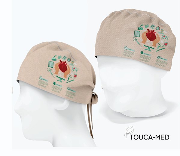 Touca Cirúrgica , Cardiologia,  Listrado Rosa.