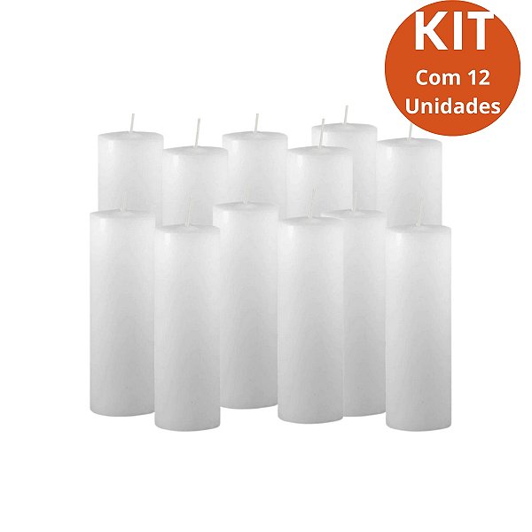 Kit 12 Vela 7 Dias Branca 260g – Parafina Pura, Alta Qualidade