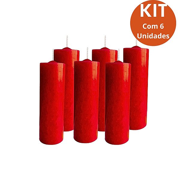 kit 6 Vela 7 Dias Vermelha 260g - Parafina Pura, Alta Qualidade