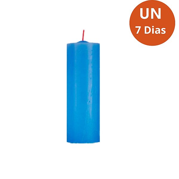 Vela 7 Dias Azul Claro 260g – Parafina Pura, Alta Qualidade