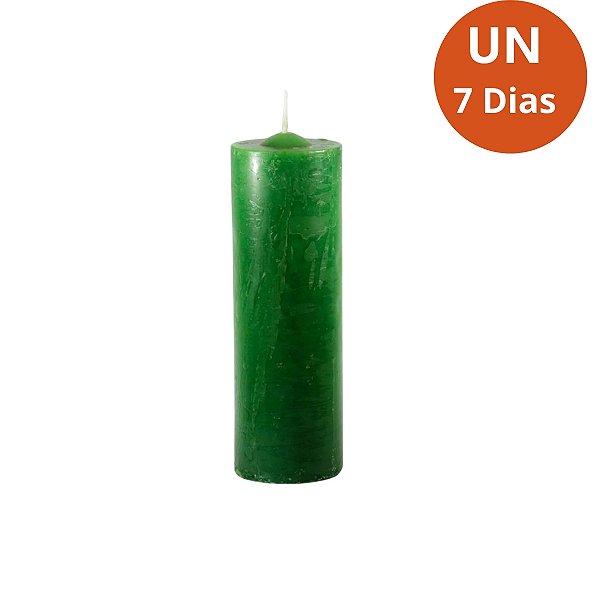 Vela 7 Dias Verde 260g - Parafina Pura, Alta Qualidade