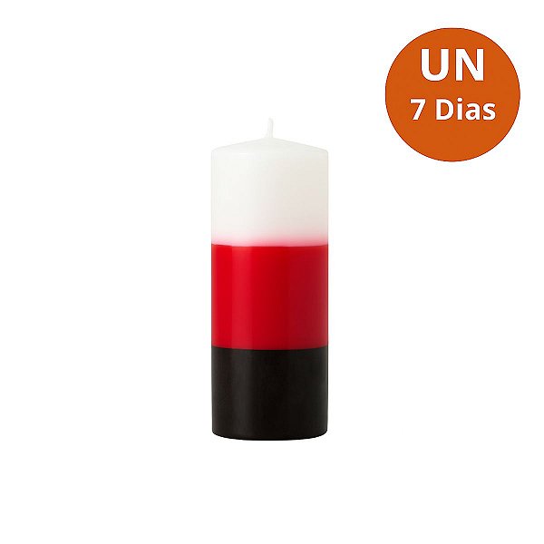 Vela 7 Dias Branca/Vermelha/Preta(Tricolor) 260g – Parafina Pura, Alta Qualidade