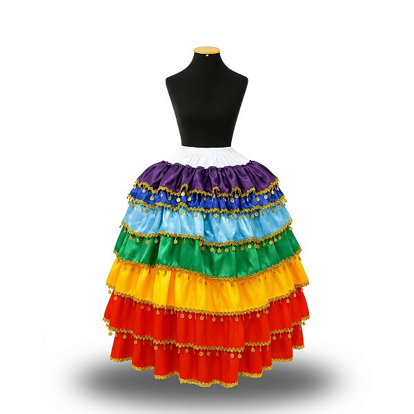 Saia Cigana 7 Babados C/ Moedas  — Cigana