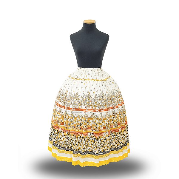 Saia Branca C/ Estampa Floral - Umbanda e Candomblé